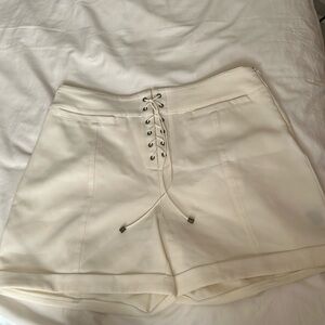 Claret cream lace up shorts